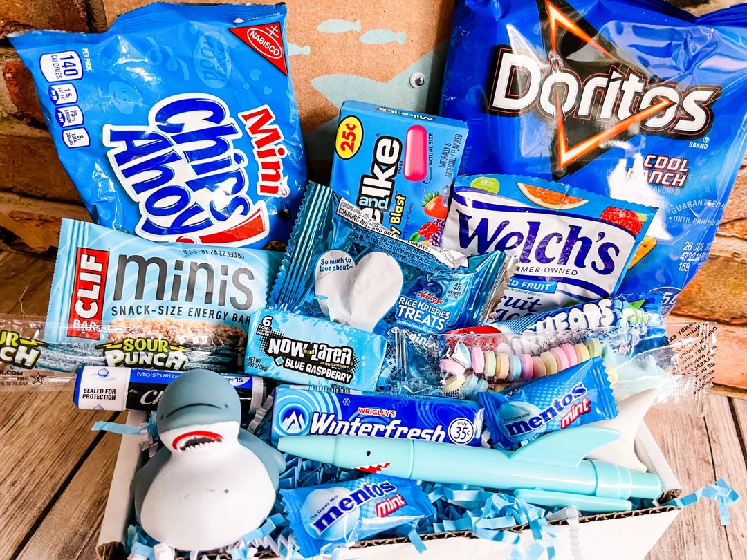 Out of the Blue Care Package SHARK Snack Box Treat Box Blue Etsy