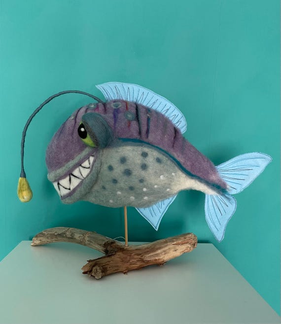 Needlefelted Angler Fish, Catch of the Day! - Etsy