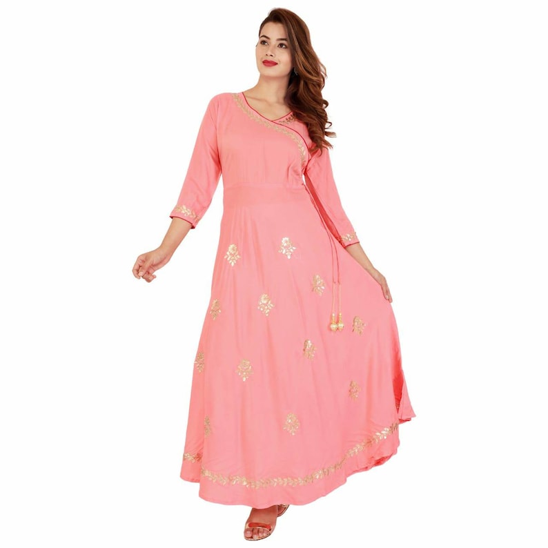 Amazing /& occasionally flared full length gown kurti with gota Patti work..all size are available from Indian chart
