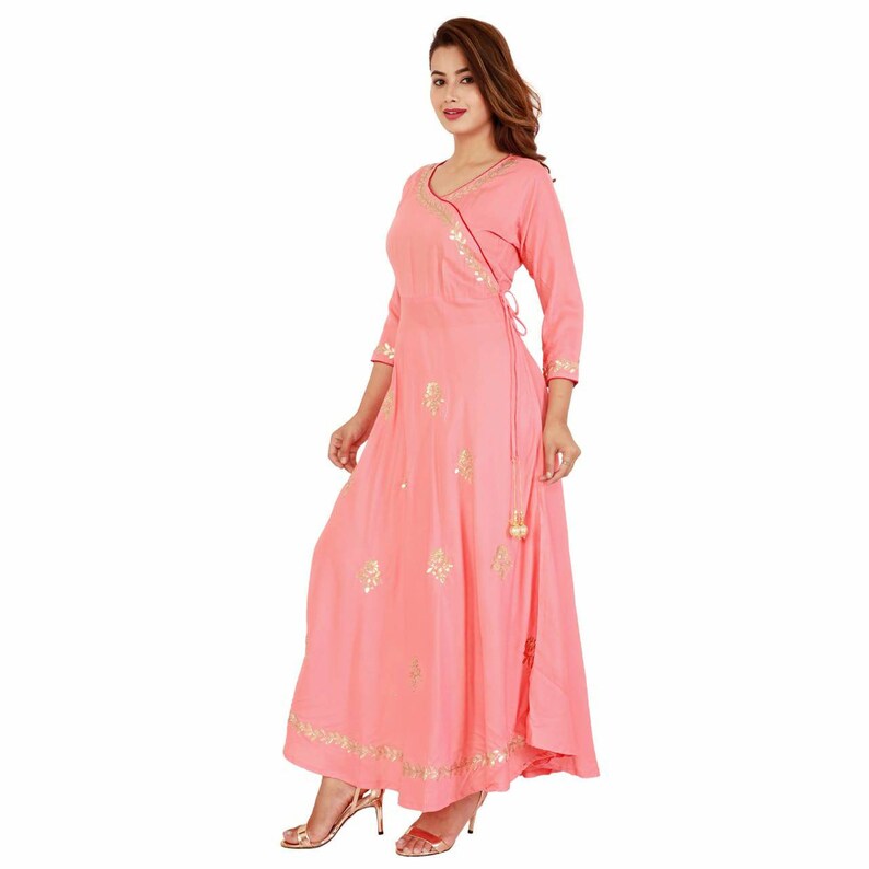 Amazing /& occasionally flared full length gown kurti with gota Patti work..all size are available from Indian chart