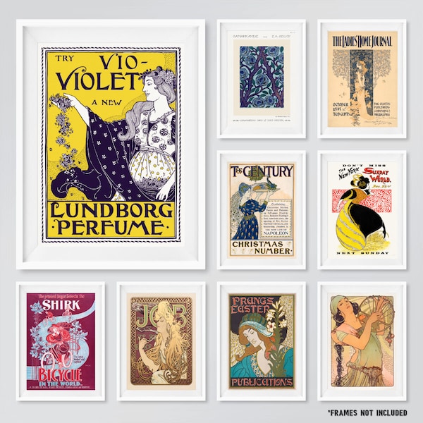 Vintage Art Nouveau Art Prints, Art Nouveau Posters, Art Deco Posters, Art Deco Prints, Vintage Art Nouveau Wall Art, Boho Art Prints #4