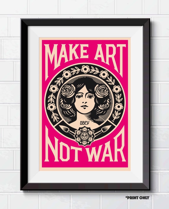 obey make art not war rose hoodie