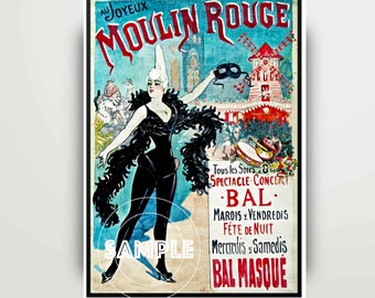 Retro French Art Print Risqué Burlesque Art Nouveau Theatre Poster Print #3
