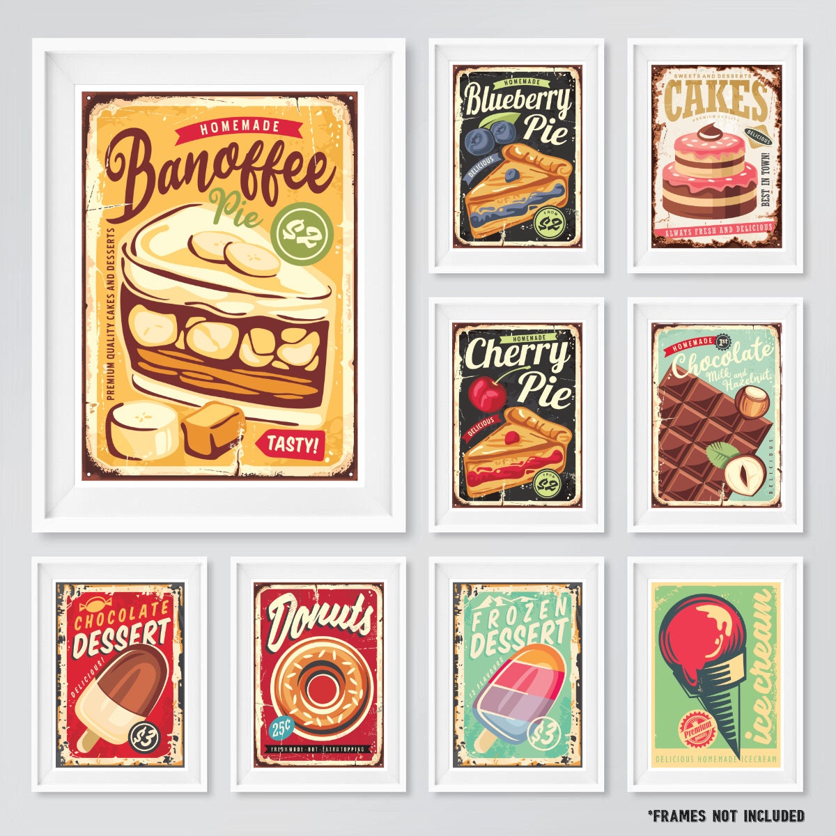 Awesome Retro Style Food Posters Cakes Chocolate Desserts - Etsy