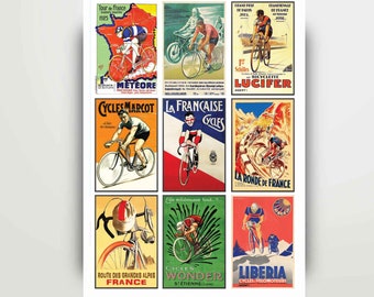 Vintage Cycling Tour de France Artwork Craft Card Collage Collectible Art Prints Great Gifts