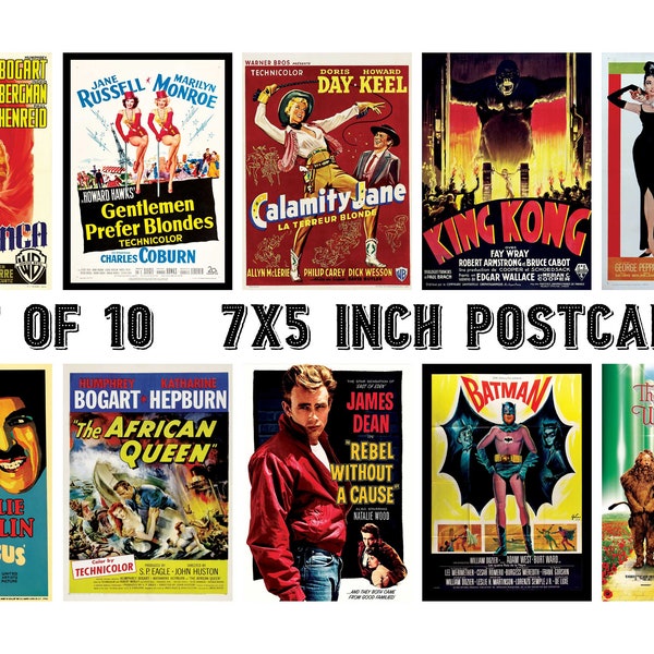Vintage Classic Movie Posters Set de 10 coleccionables Vintage Movie Cinema Artwork Paintings Craft Card Postales Grandes regalos