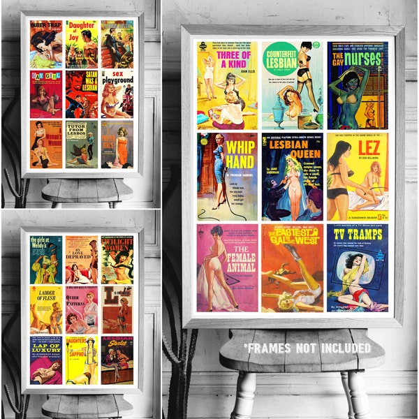 Lesbian Pulp Fiction Book Cover Art Prints | Collage | Fine Art Poster Prints | Vintage Art Prints | Pop Art | Retro Wall Art