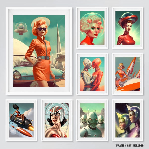 Retro 1950's Style Space Sci-Fi Art Prints 1950's Style Space Sci-Fi Wall Art