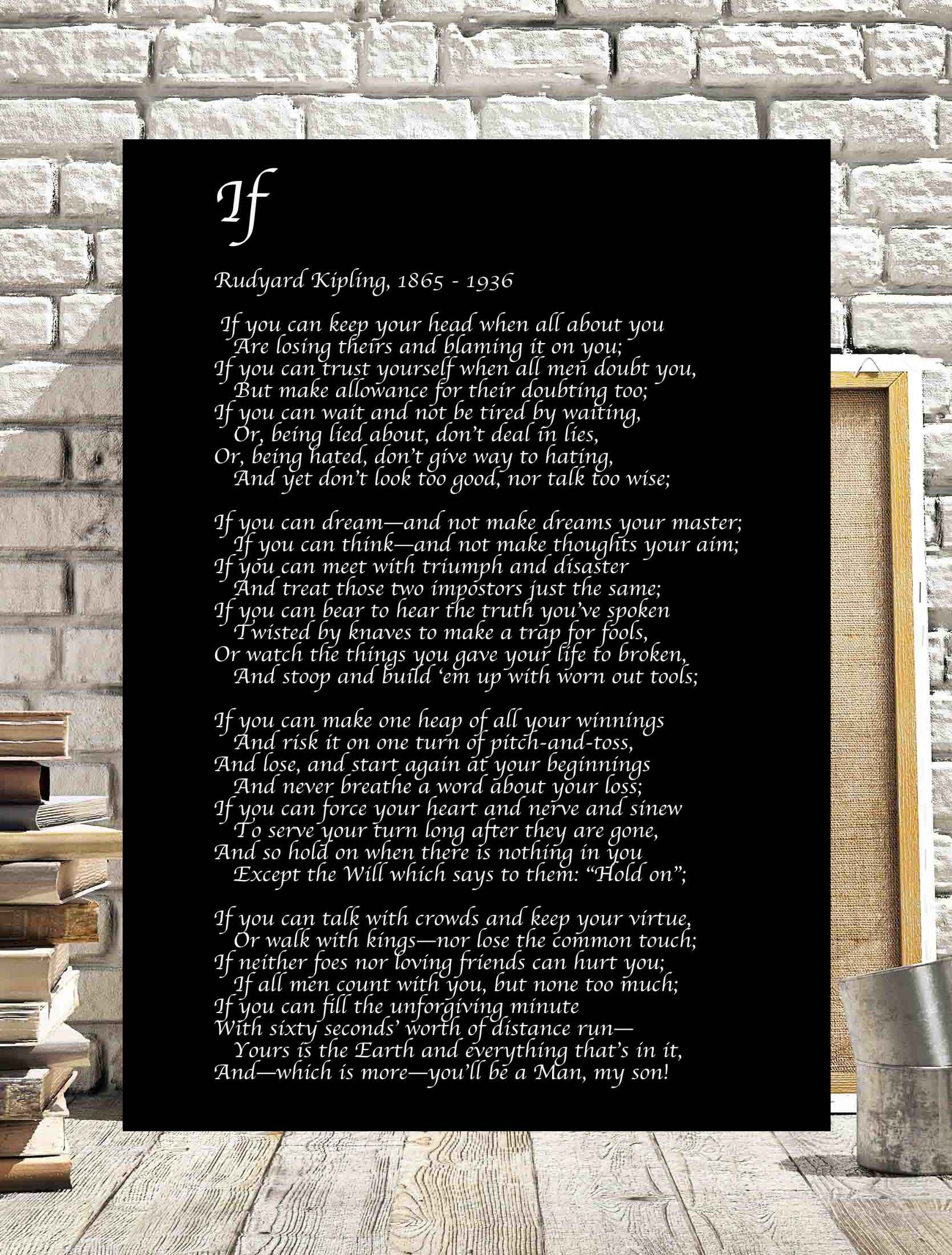 Si poème de Rudyard Kipling poème lyrique inspiration gris Etsy Canada