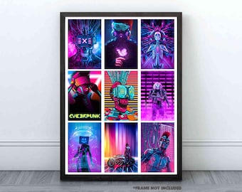 CYBERPUNK Art Poster Collage Prints Futuristic Neon City Cyber City Retro Sci-Fi Fantasy Gamer Dorm Pop Art Prints A4 A3 A2 A1 Great Gifts