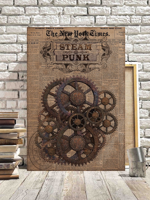 Steampunk Canvas Pictures Vintage Grunge Mechanical Cogs Gears Etsy