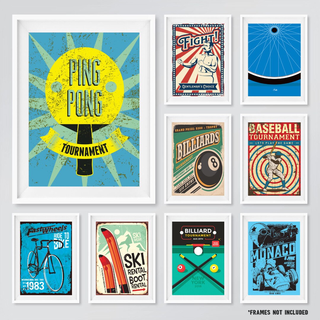 Awesome Retro Sports Pop Art Poster Prints Games Room Boxing Baseball