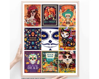 Collage Poster Mexican Day of the Dead Sugar Skull Art Poster Prints A4 A3 A2 A1 Horror Gothic Skulls Home Decor Wall Art