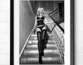 La sexy Kate Moss stampa poster fotografici in bianco e nero A1 A2 A3 A4 stampe n. 7