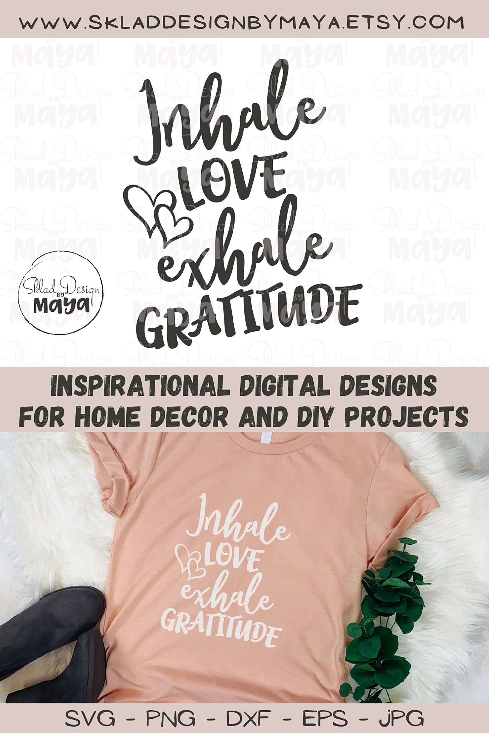 Inhale Love Exhale Gratitude SVG Inspirational Quotes | Etsy