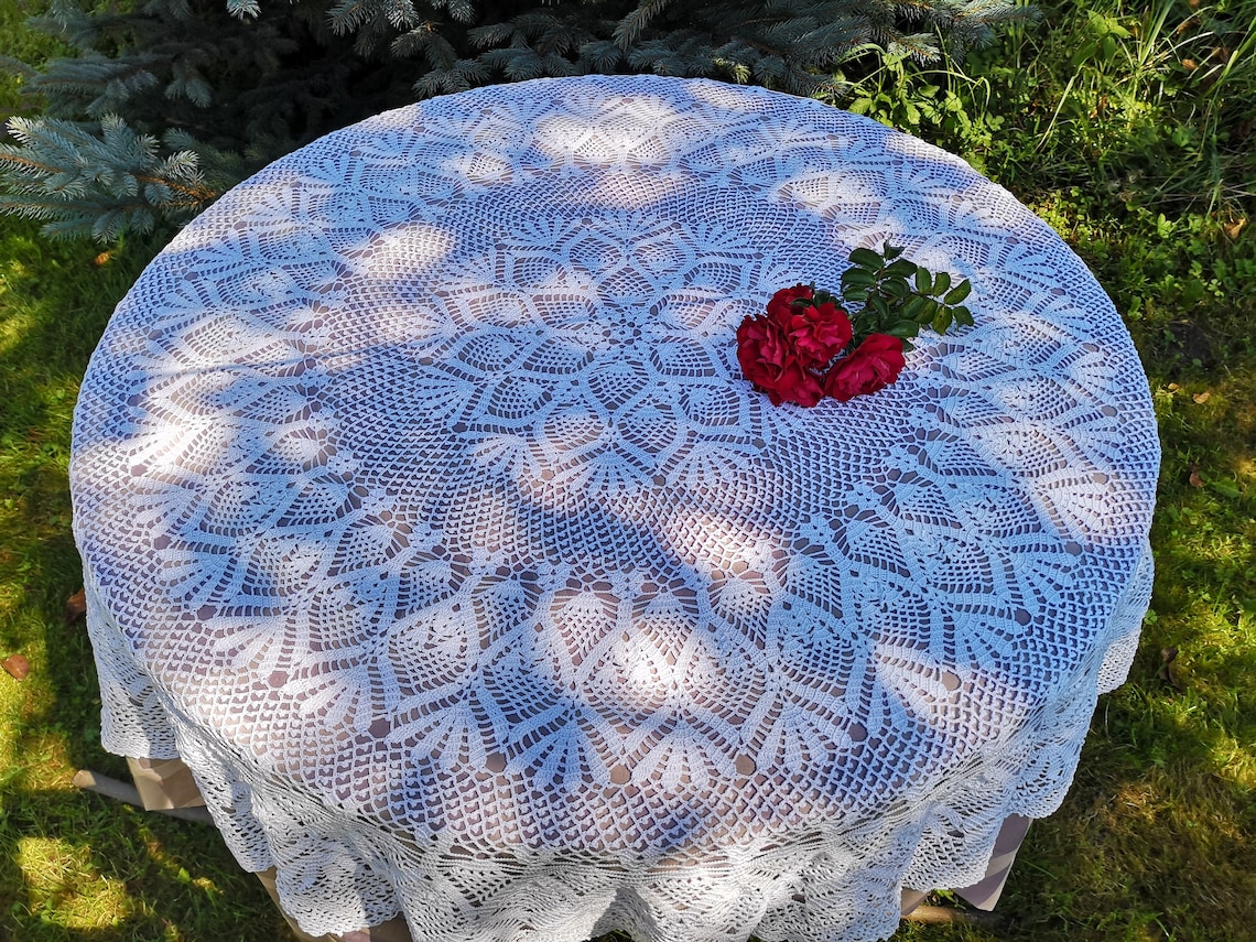 Crochet tablecloth 170 cm tablecloth round Etsy
