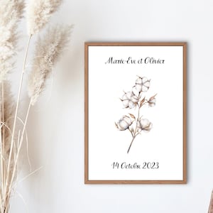 Cartel especial aniversario de boda / aniversario de boda de algodón / 1 año de matrimonio