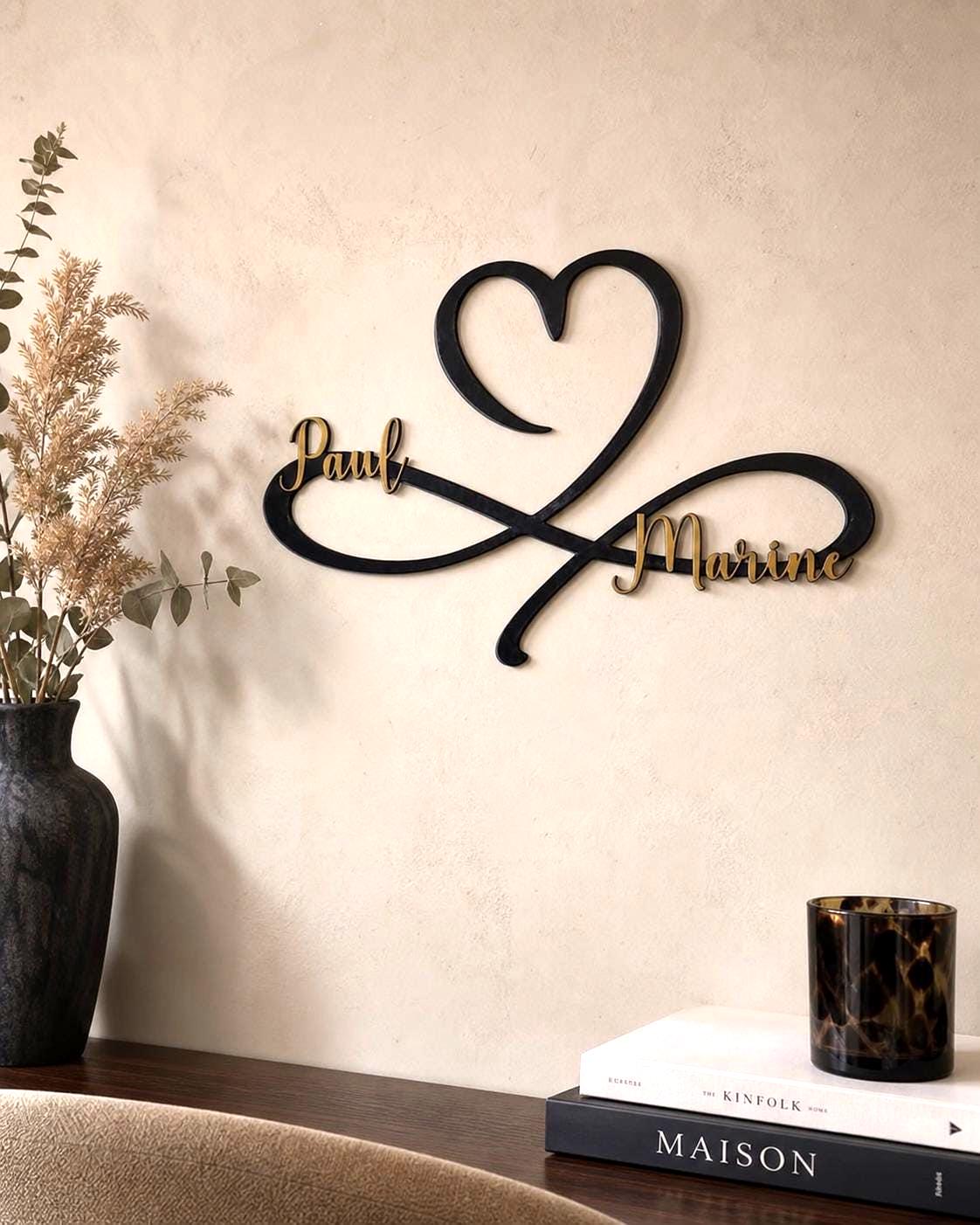 Infinity Heart Symbol With the Couple's First Names - Etsy