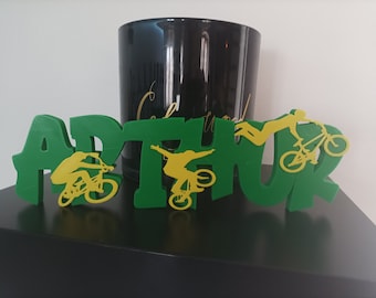 Décoration prénom thème vélo freestyle / BMX