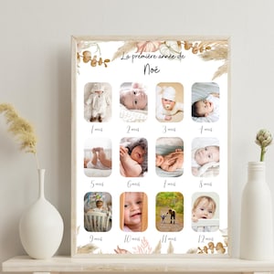 Póster personalizado – 12 fotos del primer año del bebé