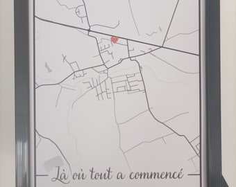 Affiche personnalisée lieu de rencontre - mariage - premier baiser ...