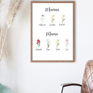 Poster personalizzato con fiori e nonna / Festa della mamma / Festa della nonna / Natale della nonna / Regalo personalizzato per la nonna