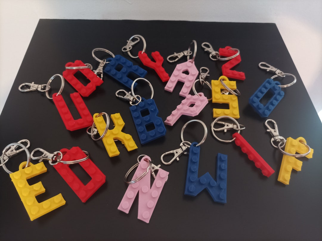 Personalized Building Block Alphabet Keychain | Lego-style Letter ...