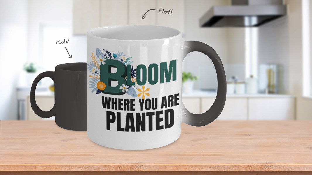 Two Tone Inspirational Mug Bloom Where You Are Planted Motivational Funny Coffee Mug Tea Cup Floral Mug Ceramic Mug Unisex Present