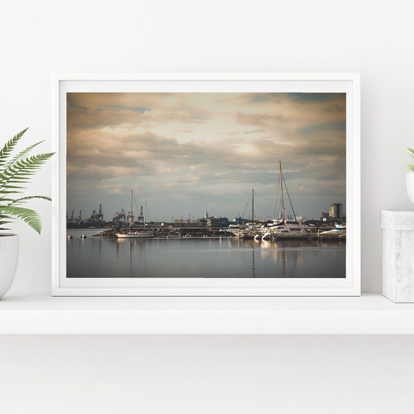 Yacht Ship Nautical Pier Harbor Water Reflection Philippines Art Print Digital Landscape Photography Wall Decor Download