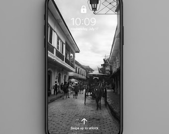 Mobile wallpaper Vigan Street heritage black & White