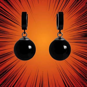 Potara Earrings Black- DB Anime Jewelry,  Dangle Earrings, Cosplay Props & Anime Gifts