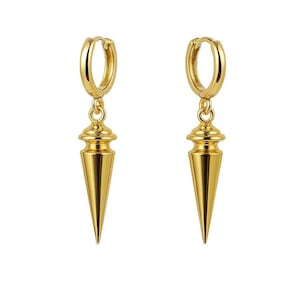 Assassin Woman- Gold Spike Hoop Earrings,  Gift for Girlfriend