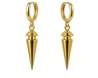 Mujer asesina - Pendientes de aro con pinchos dorados, regalo para novia