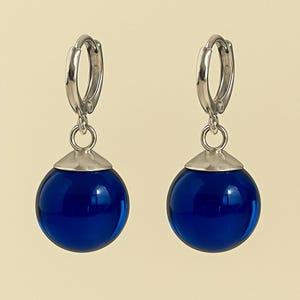 Fusion Style Blue Drop Earrings – Anime Inspired Jewelry – Cosplay Accessory – Gift for Anime Fan – Blue Orb Earrings