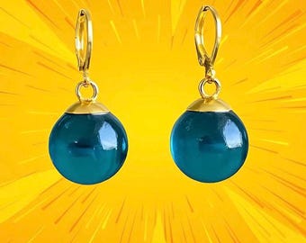 Light Blue Potara Earrings- Gold, jewelry for anime costume