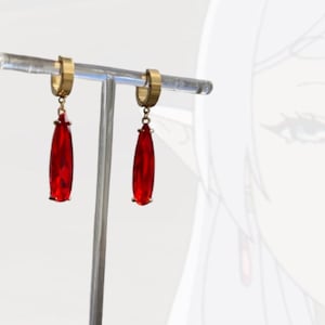 Journey’s End anime inspired Red Crystal Earrings, gift for anime lover