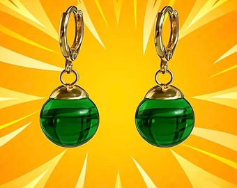 Brincos Potara - Dourado/verde, com opção de fecho de pressão.