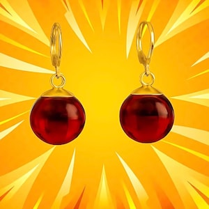 Red Potara Earrings, Clip on style hooks available, anime jewelry