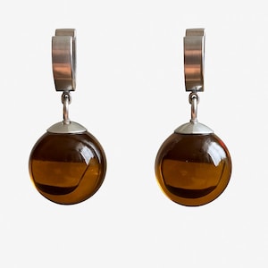 Dark YELLOW Potara Earrings- Silver, anime cosplay jewelry