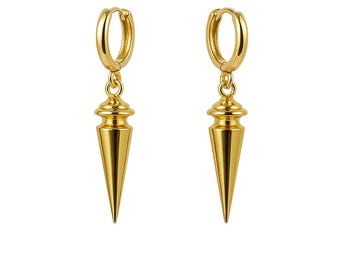 Assassin Woman- Gold Spike Hoop Earrings,  Gift for Girlfriend