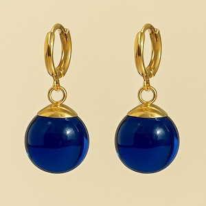Dark Blue Potara Earrings- Gold, Clip Ons available, DB cosplay
