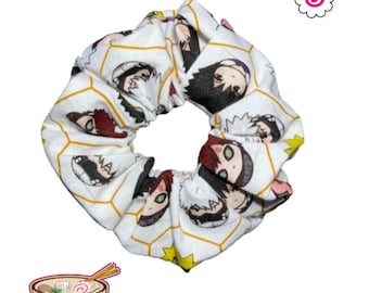 white ANIME HAIR SCRUNCHIE, Chibi Ninja