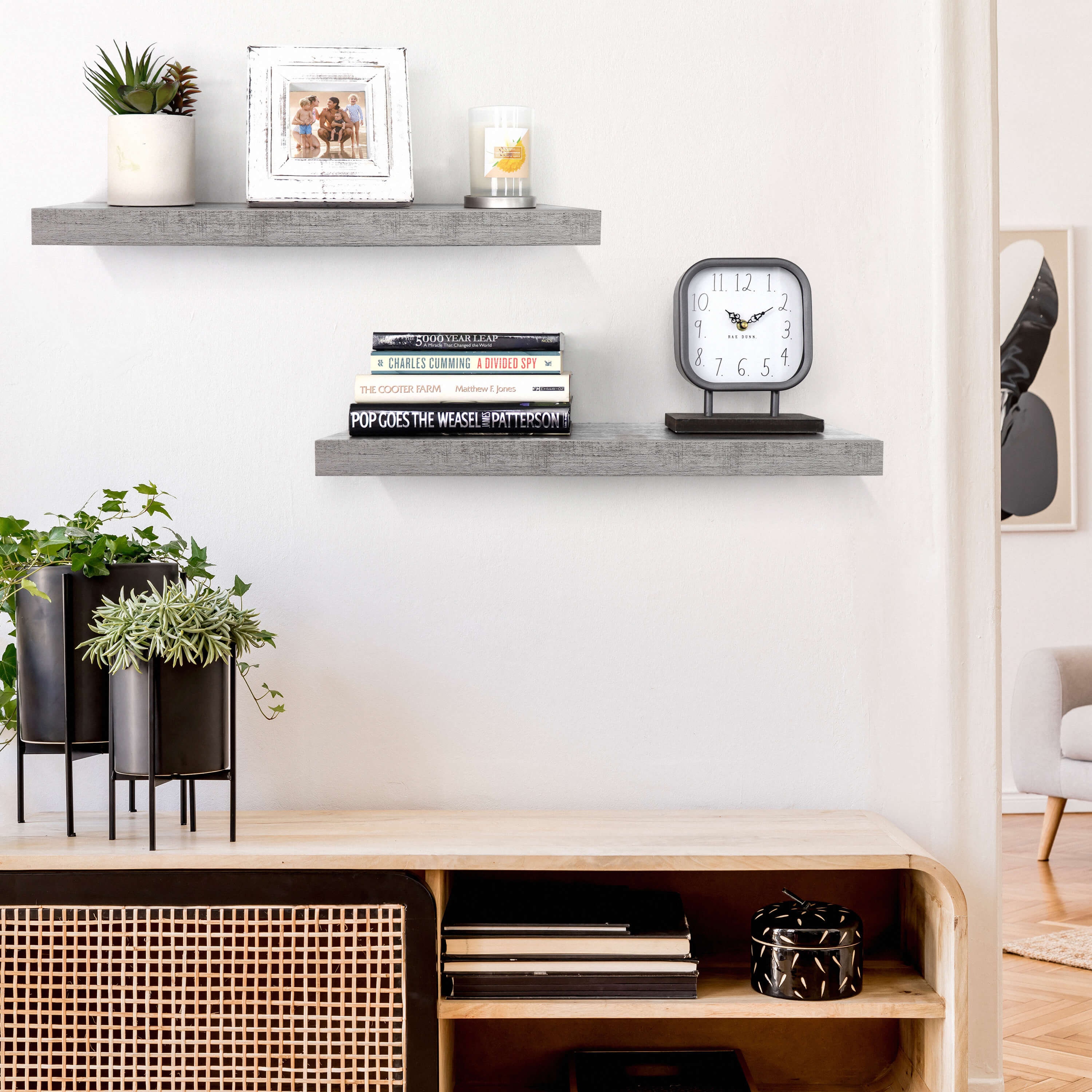 Beautiful Grey Whitewash Floating Wall Mounted Hanging Shelves - Etsy
