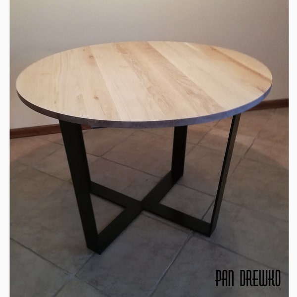 Extension round table, loft design, Wooden table, Steel legs, Dining timber, industrial table, kitchen table, living room table