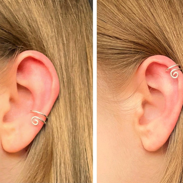 Ear Cuff, Gold Ear Wrap, Fake Piercing, 925 Sterling Silver, Conch Piercing, Helix Cuff, Minimal, Cartilage Earring, Whirl, Spiral Ear Cuff