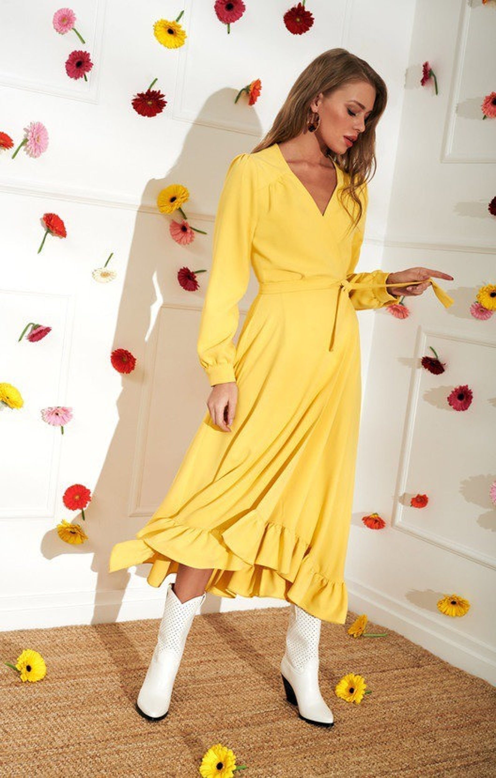 Long yellow dressYellow Maxi DressLoose DressWomen's | Etsy