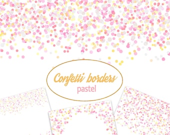 Watercolor Pink Confetti Clipart, Confetti Overlays, Confetti Border Clip art, Baby Pink Party Confetti, Pastel Watercolor Confetti, PNG