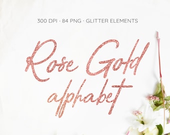 Rose Gold Foil Letters, Glitter Font Clip art, Rose Gold Alphabet Clipart, Glitter Digital Letters, Metallic Alphabet, Wedding Letters, PNG