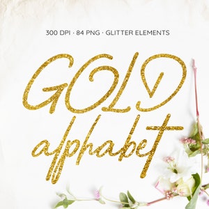 Gold Letters Clipart, Glitter Alphabet Clip art, Gold Foil Alphabet, Gold Font Clipart, Glitter Digital Letters, Gold Numbers Clipart, PNG