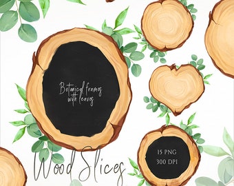 Holz Scheibe Clipart, Baum Scheiben, Aquarell Holz Scheiben, Holz Rahmen Clipart, Wald Grenzen, rustikale Wald Scheibe, Natur Holz ClipArt